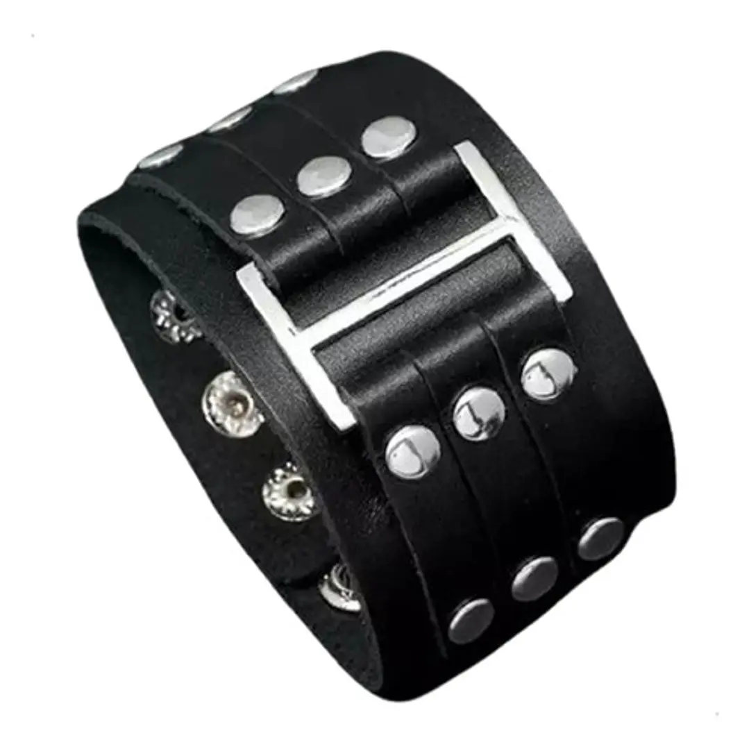 Brazalete Cuero Con Tachas, Modelo Madrid, Unisex 1