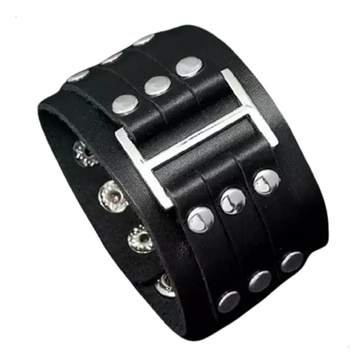 Brazalete Cuero Con Tachas, Modelo Madrid, Unisex 1