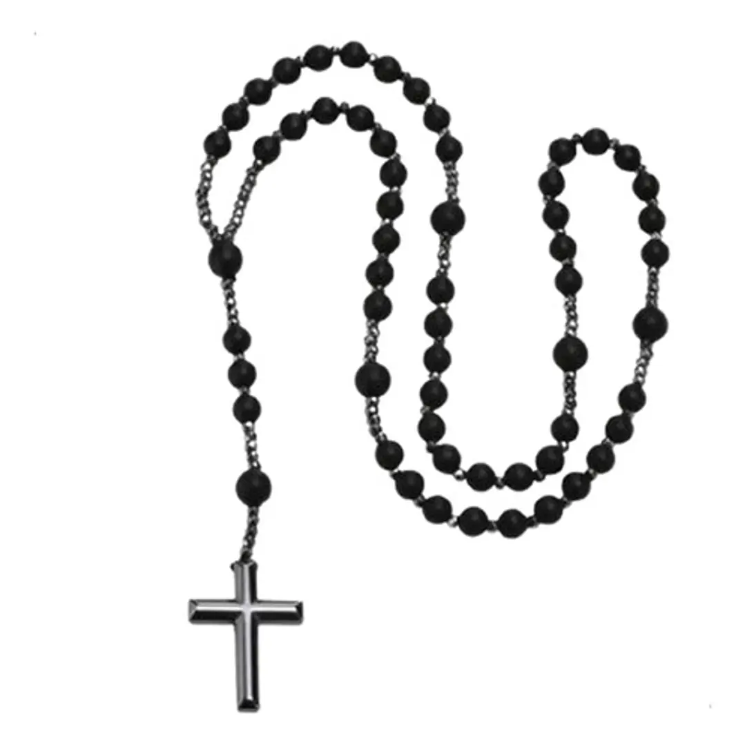 Collar Rosario, Piedras Naturales Ónix Y Hematita, Hombre 1