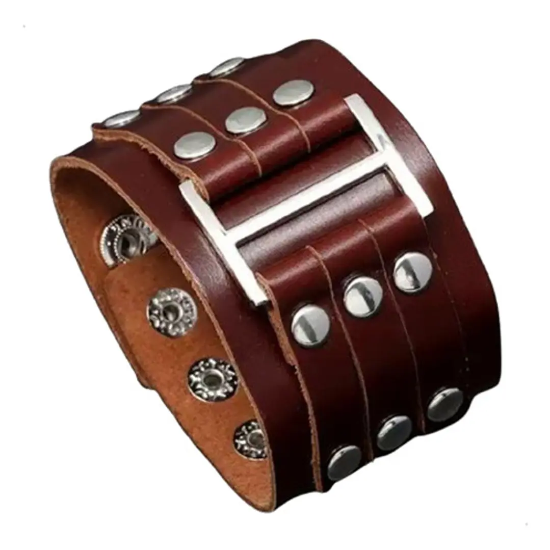 Brazalete Cuero Con Tachas, Modelo Madrid, Unisex 4