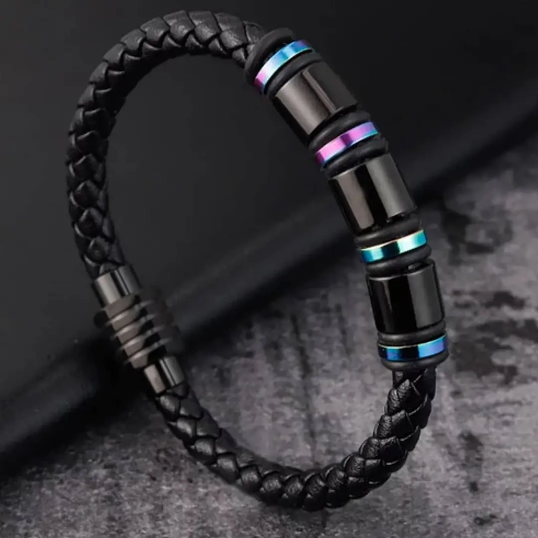 Pulsera Cuero Tornasol, Cierre Magnético, Hombre 2