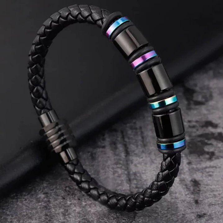 Pulsera Cuero Tornasol, Cierre Magnético, Hombre 2