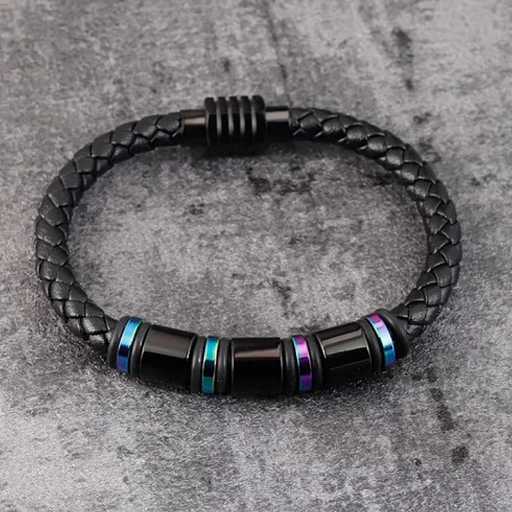 Pulsera Cuero Tornasol, Cierre Magnético, Hombre 4