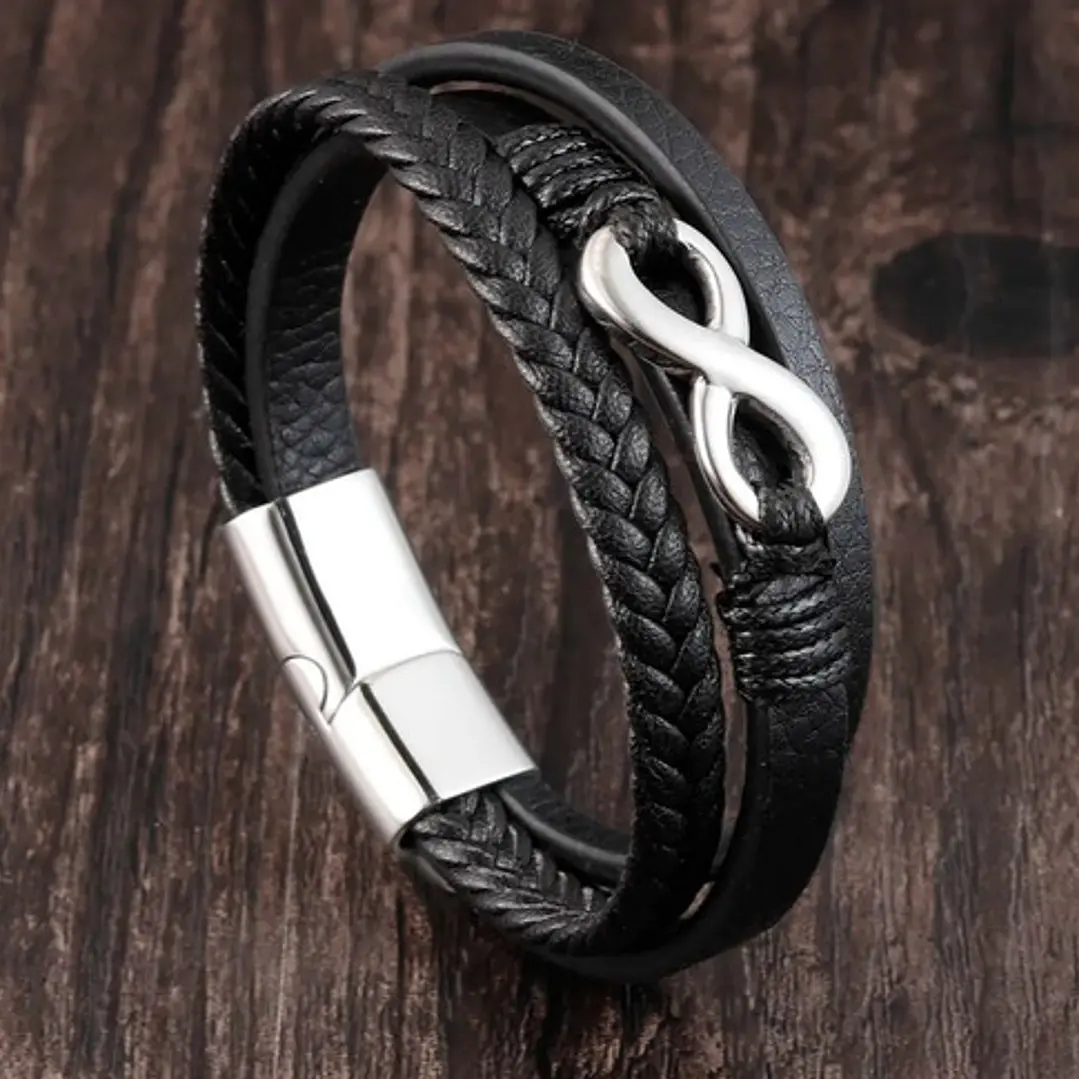 Pulsera Cuero Classic Infinite, Cierre Magnético, Hombre 2