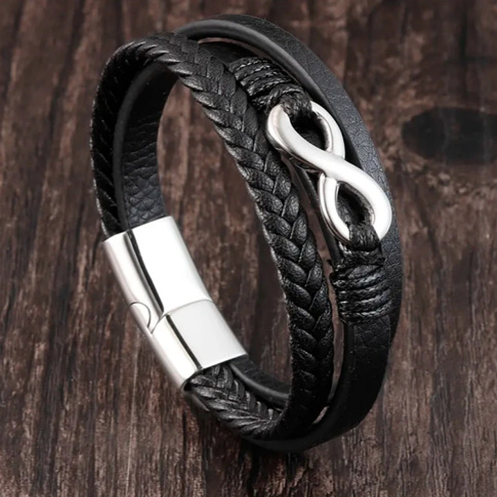 Pulsera Cuero Classic Infinite, Cierre Magnético, Hombre 2