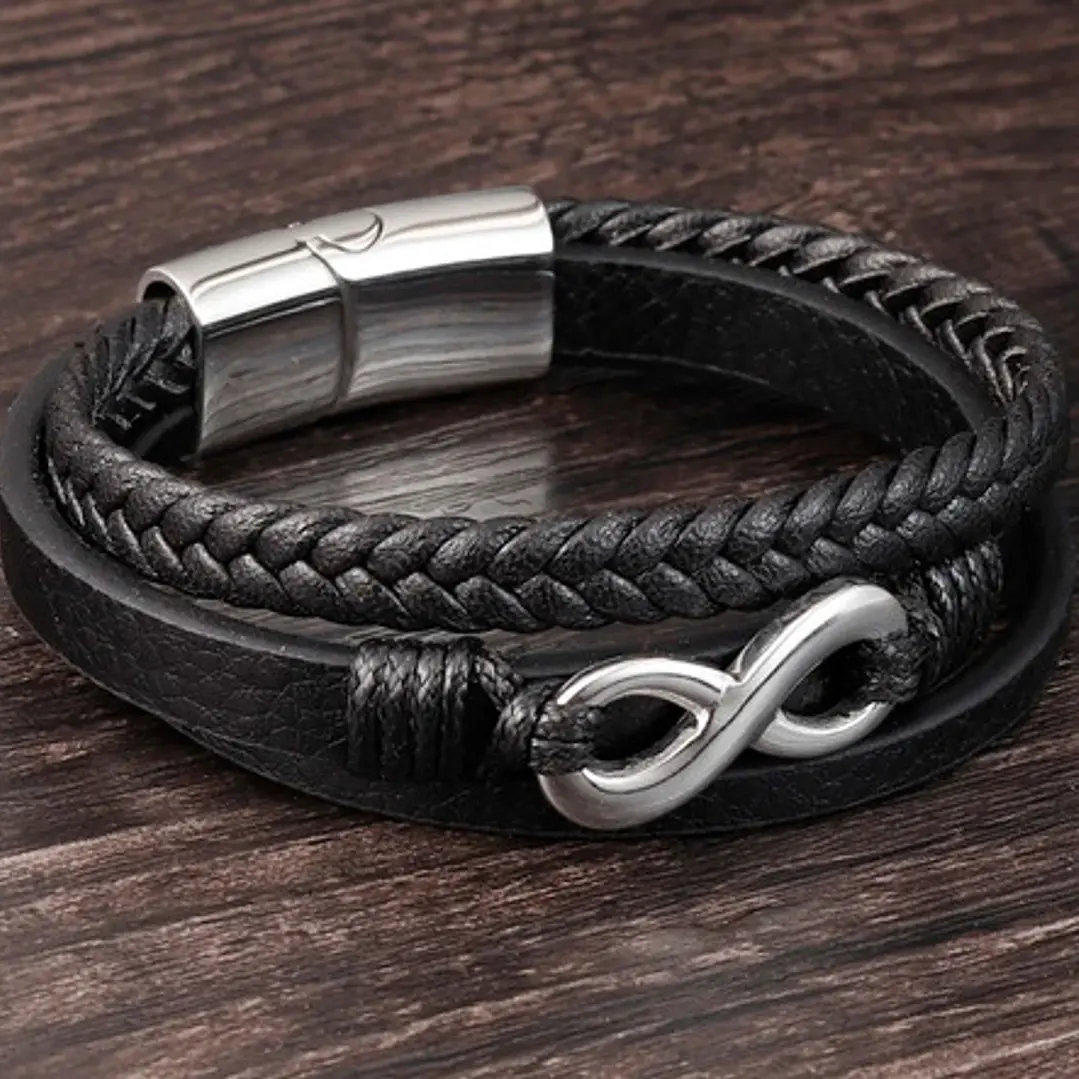 Pulsera Cuero Classic Infinite, Cierre Magnético, Hombre 3