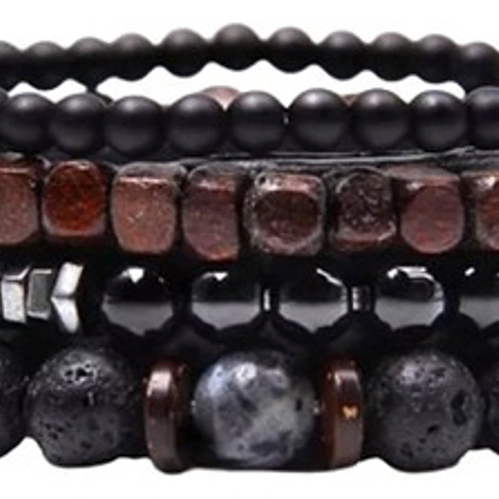 Conjunto Pulseras Piedras Naturales Y Madera Modelo Toledo 1