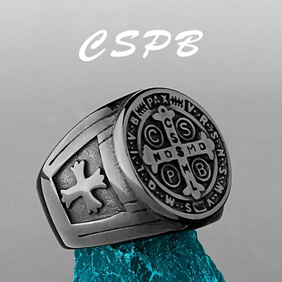 Anillo Medalla De San Benito, Acero Inoxidable, Hombre 2