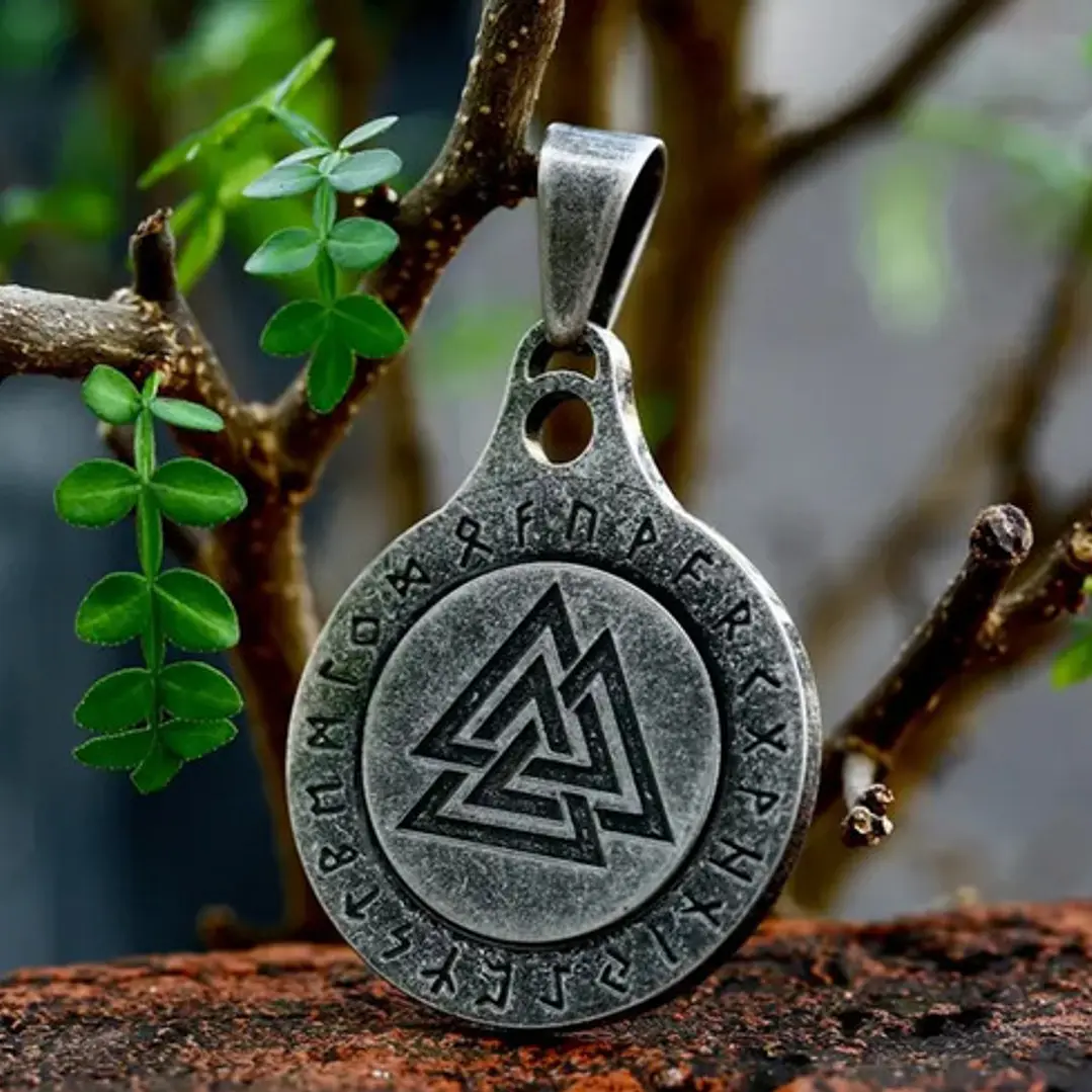 Collar Vikingo Valknut Spinner Giratorio, Acero Inoxidable 4