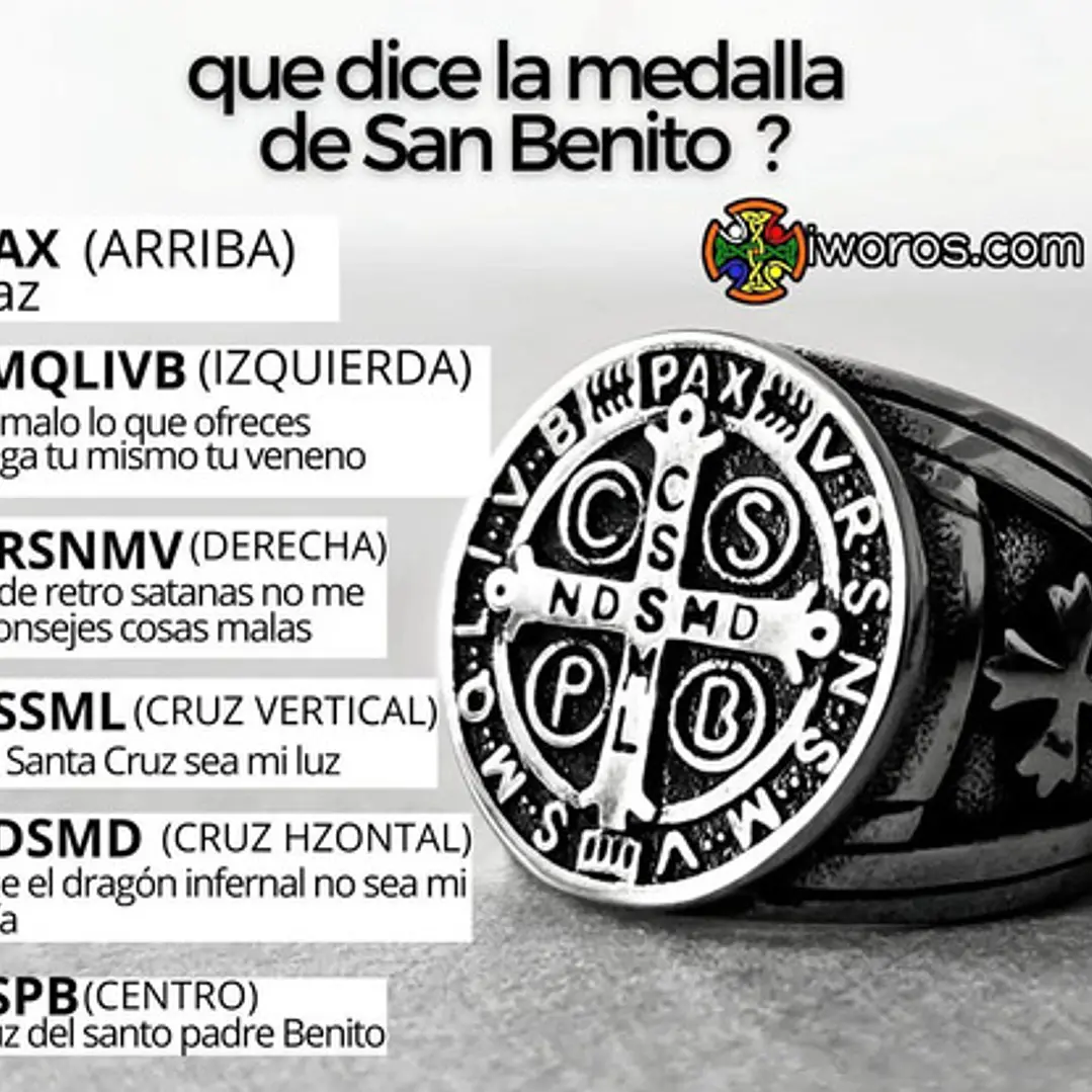 Anillo Medalla De San Benito, Acero Inoxidable, Hombre 6
