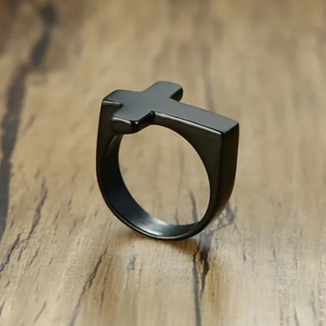 Anillo Black Cross, Acero Inoxidable, Hombre 4