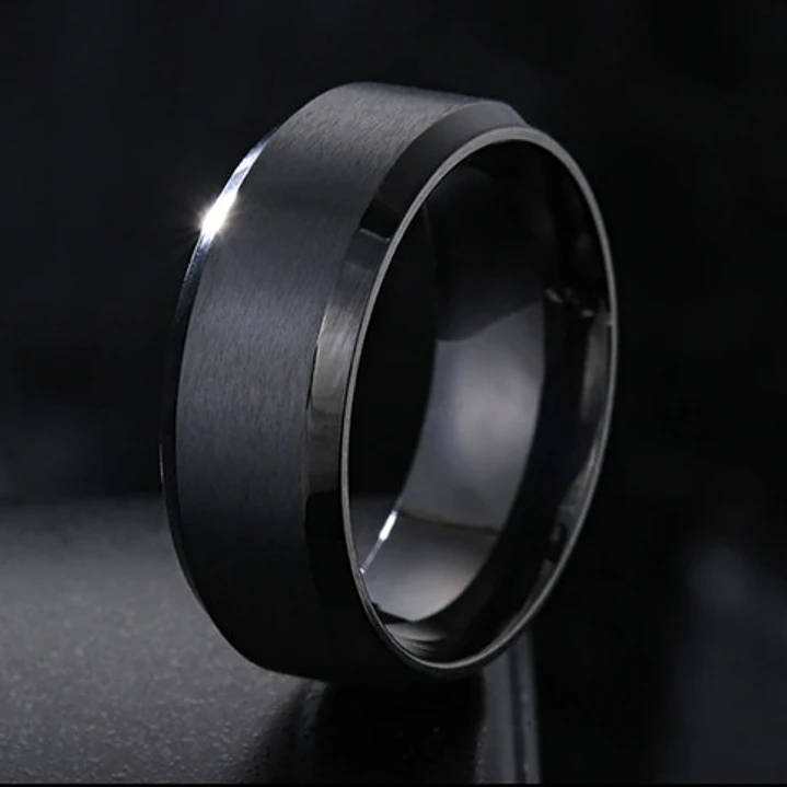 Anillo Dinamarca Black 10mm., Acero Inoxidable, Hombre 2