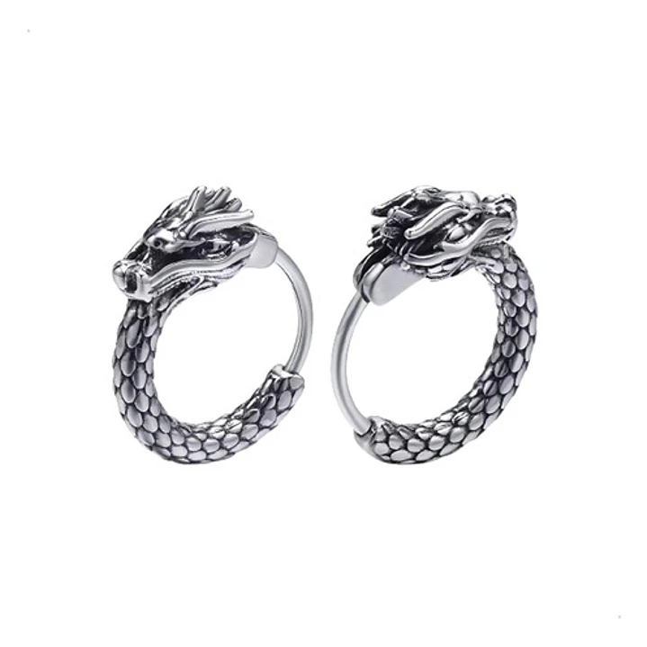 Aros Piercing Punk Dragón, Acero Inoxidable, Hombre-mujer 1