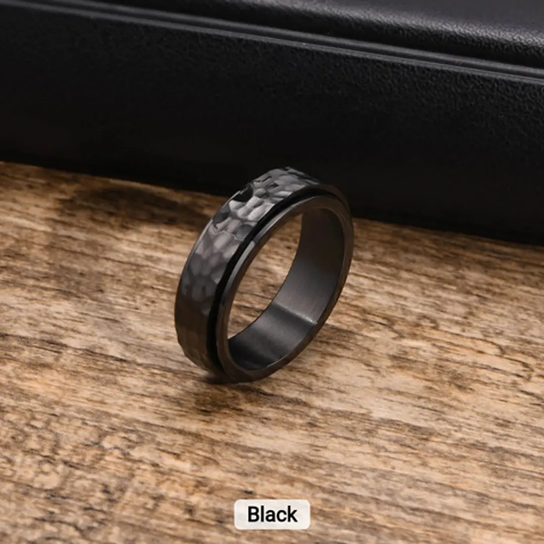 Anillo Rústico, Spinner Giratorio, Acero Inoxidable, Unisex 2
