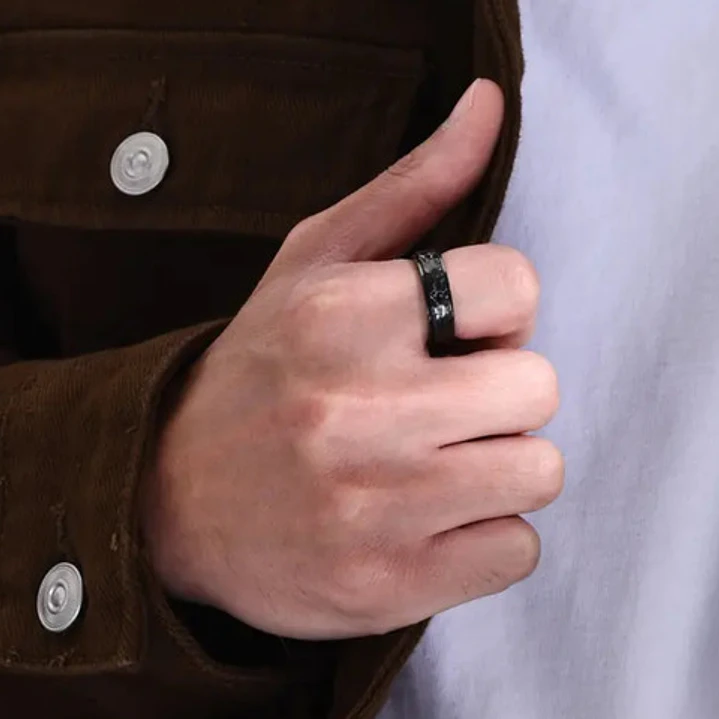 Anillo Rústico, Spinner Giratorio, Acero Inoxidable, Unisex 3
