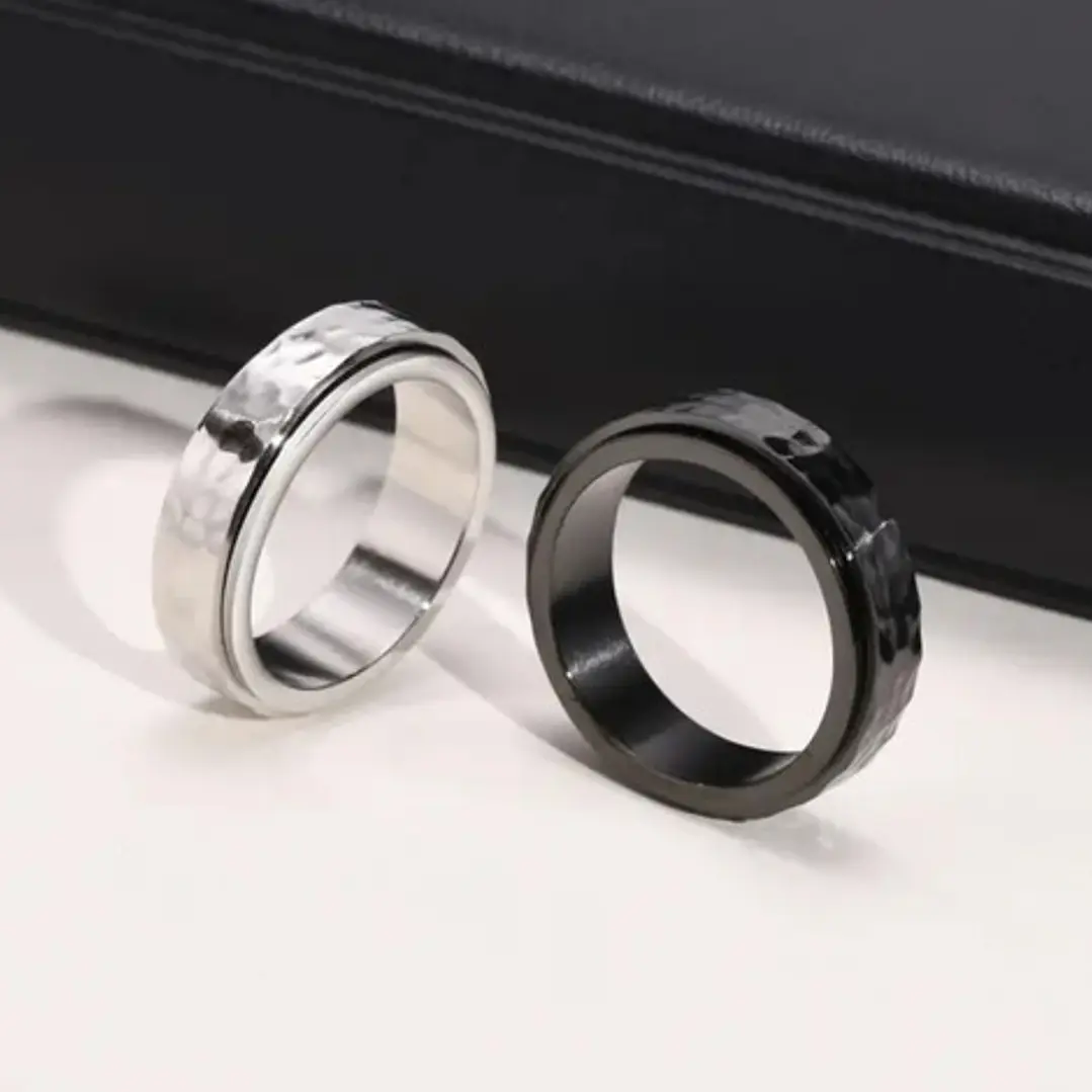 Anillo Rústico, Spinner Giratorio, Acero Inoxidable, Unisex 8