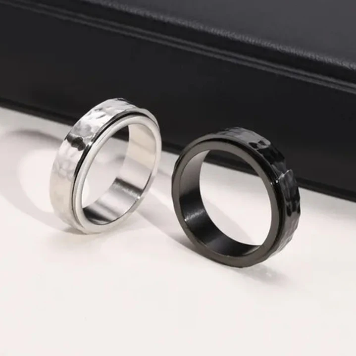 Anillo Rústico, Spinner Giratorio, Acero Inoxidable, Unisex 8