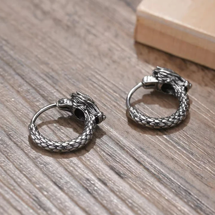 Aros Piercing Punk Dragón, Acero Inoxidable, Hombre-mujer 3