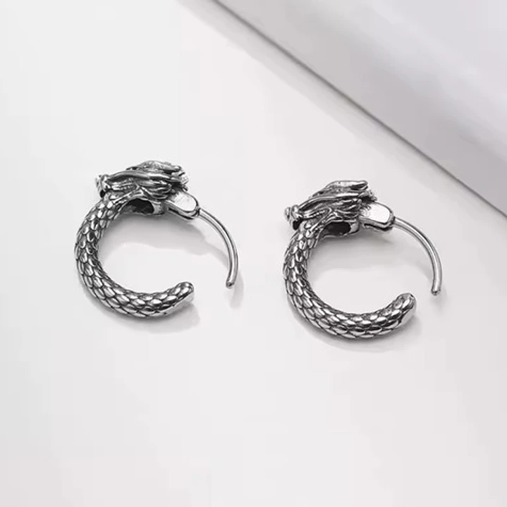 Aros Piercing Punk Dragón, Acero Inoxidable, Hombre-mujer 4