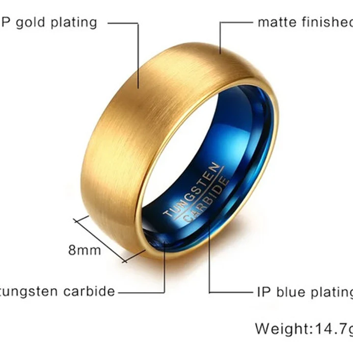 Anillo Carburo De Tungsteno, Houston Gold, Hombre 6