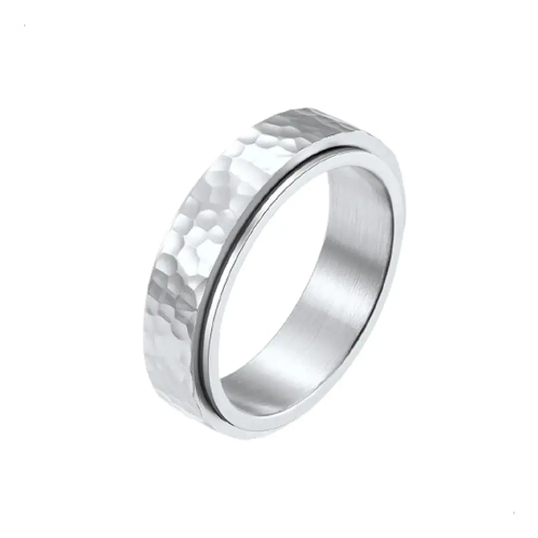 Anillo Rústico, Spinner Giratorio, Acero Inoxidable, Unisex 4