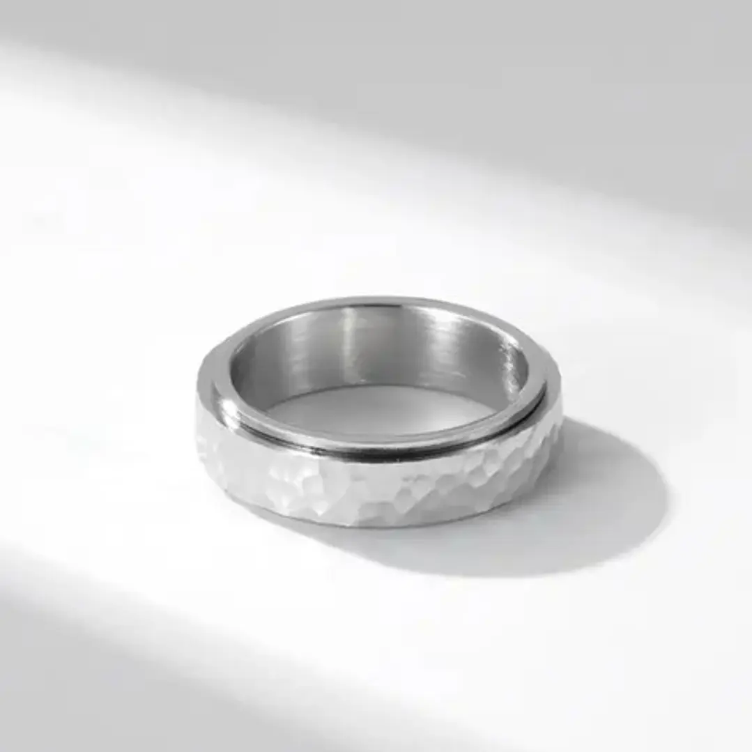Anillo Rústico, Spinner Giratorio, Acero Inoxidable, Unisex 7