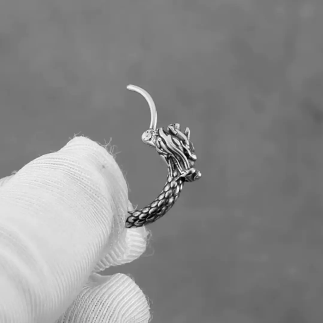 Aros Piercing Punk Dragón, Acero Inoxidable, Hombre-mujer 5