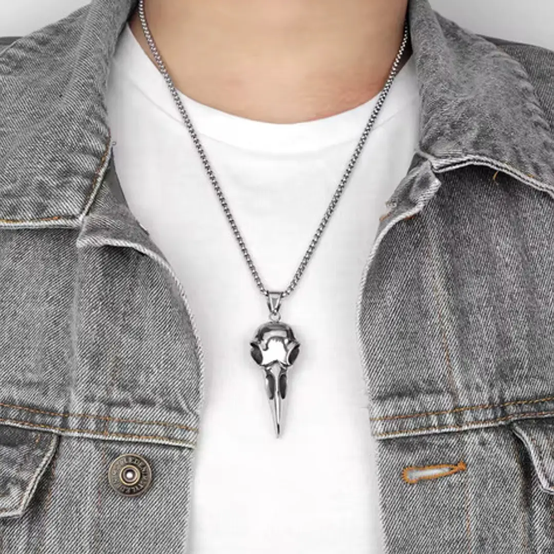 Collar Vikingo Cuervo Nórdico, Acero Inoxidable, Unisex 2