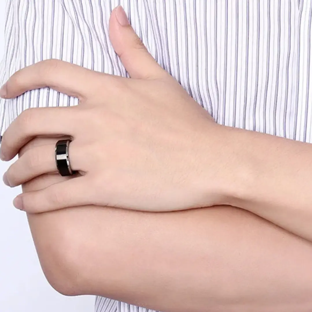 Anillo Carburo De Tungsteno, Black And Silver, Hombre 5
