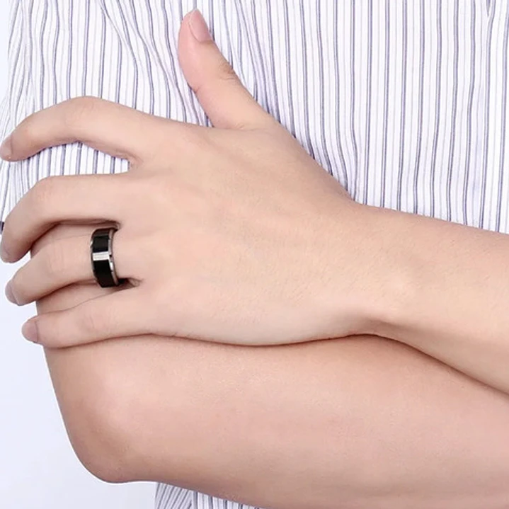 Anillo Carburo De Tungsteno, Black And Silver, Hombre 5