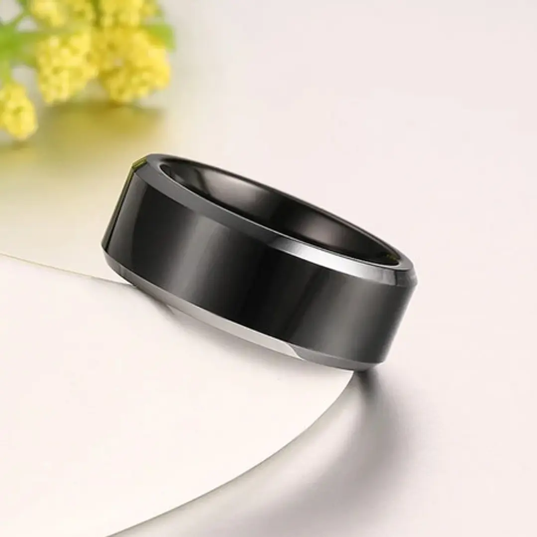 Anillo Carburo De Tungsteno, Black And Silver, Hombre 2