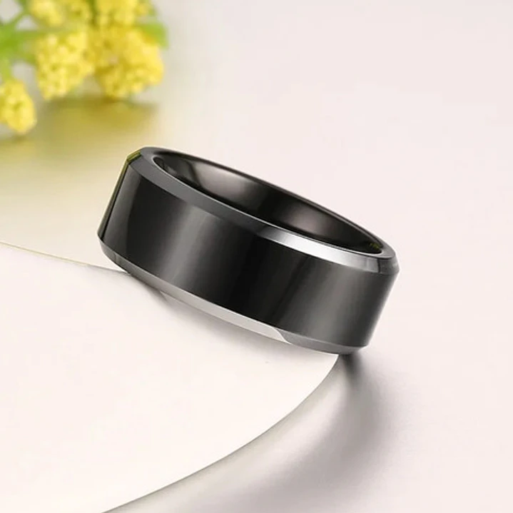 Anillo Carburo De Tungsteno, Black And Silver, Hombre 2