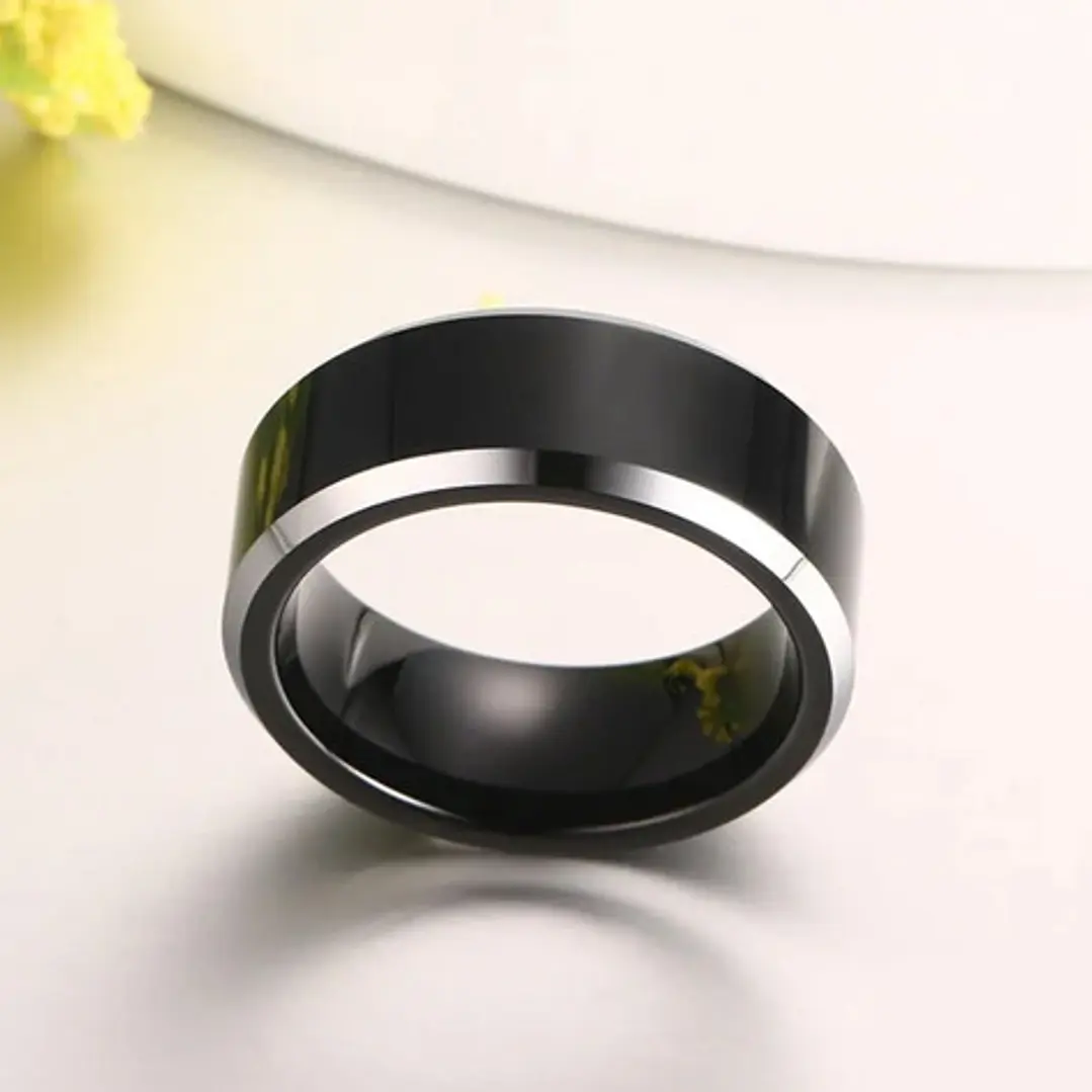 Anillo Carburo De Tungsteno, Black And Silver, Hombre 3