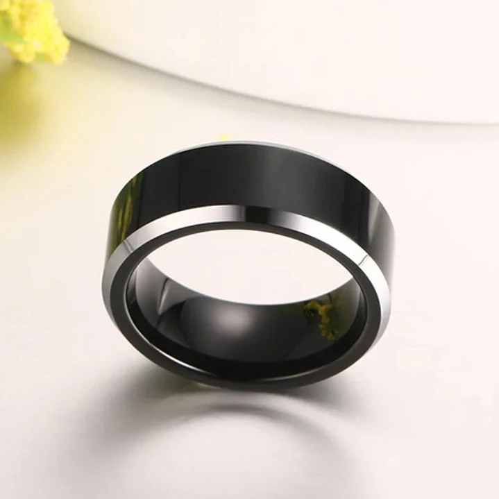 Anillo Carburo De Tungsteno, Black And Silver, Hombre 3