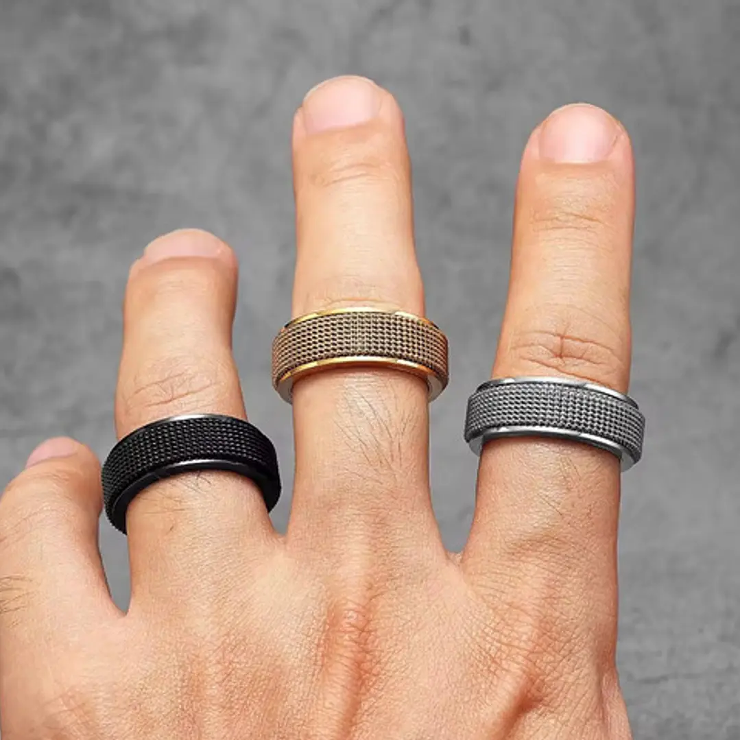 Anillo Spinner Giratorio Dublín, Acero Inoxidable, Hombre 5
