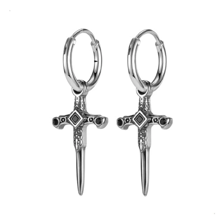 Aros Piercing Punk Rock Cruz, Acero Inoxidable, Hombre-mujer 1