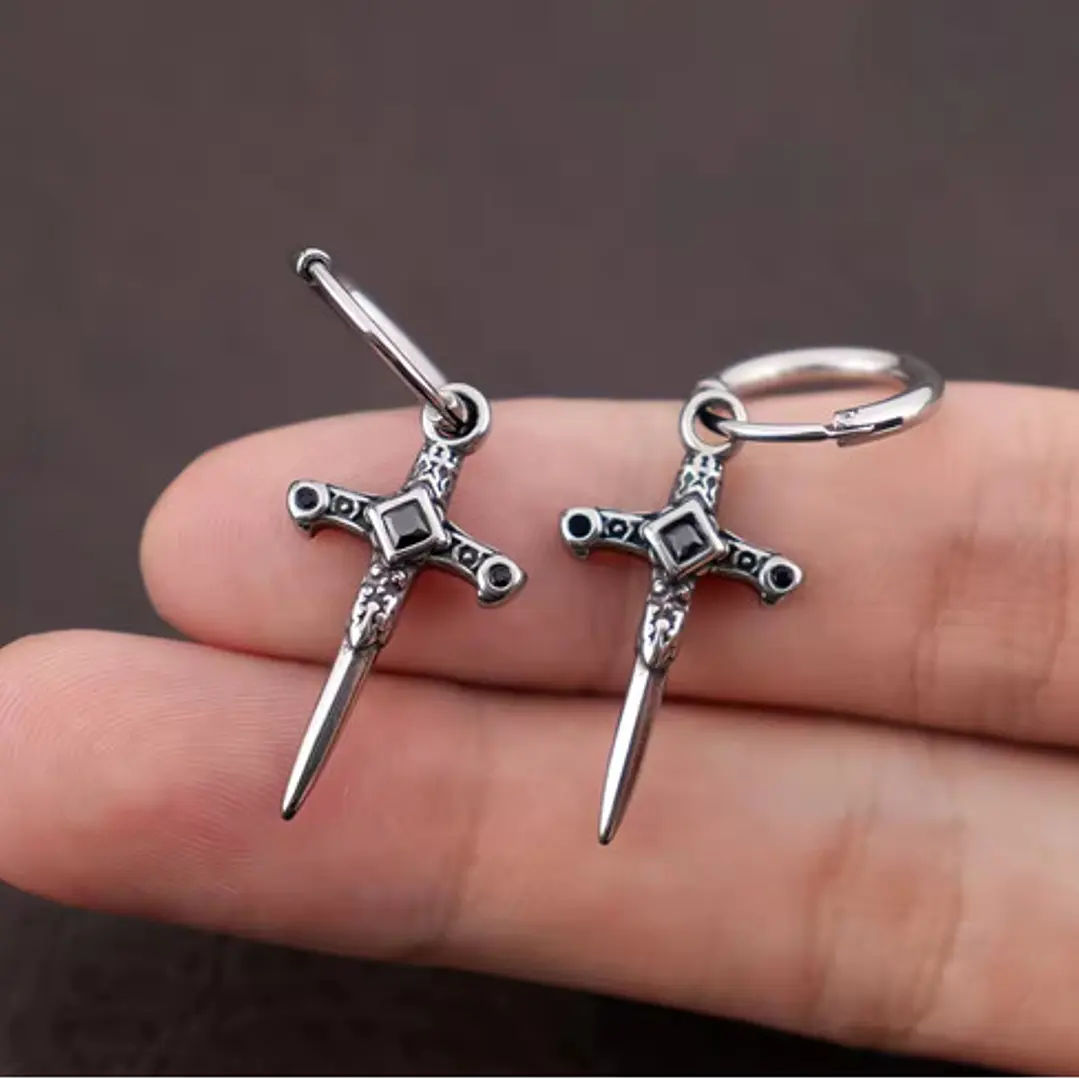 Aros Piercing Punk Rock Cruz, Acero Inoxidable, Hombre-mujer 2