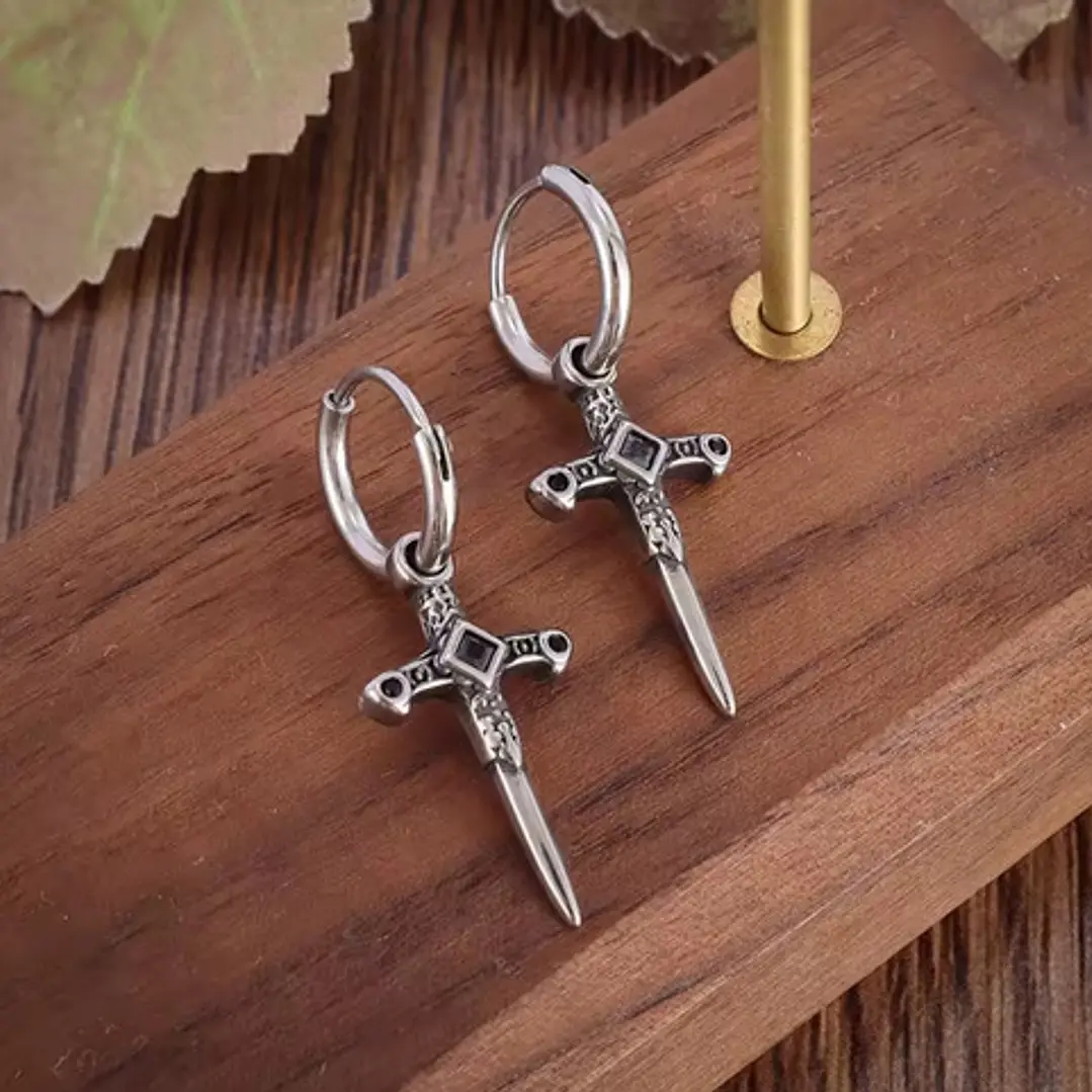 Aros Piercing Punk Rock Cruz, Acero Inoxidable, Hombre-mujer 3