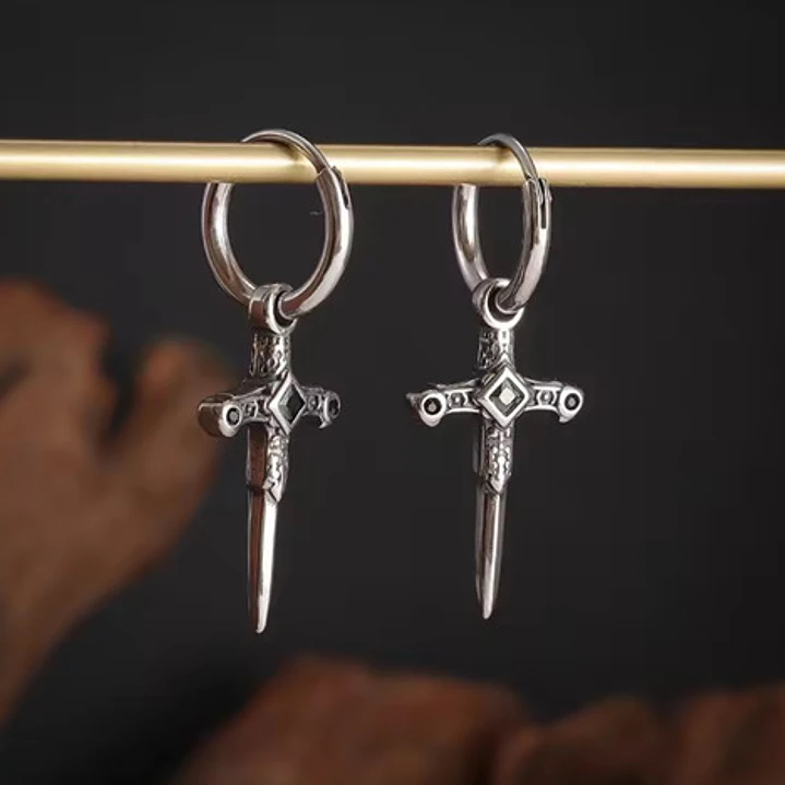 Aros Piercing Punk Rock Cruz, Acero Inoxidable, Hombre-mujer 4