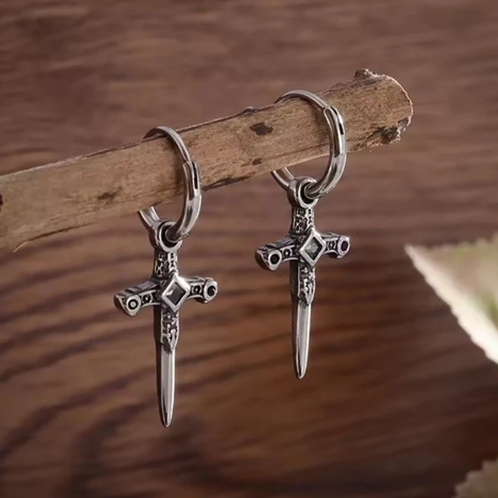 Aros Piercing Punk Rock Cruz, Acero Inoxidable, Hombre-mujer 5