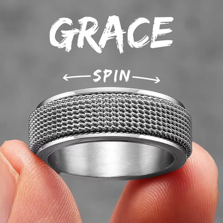 Anillo Spinner Giratorio Dublín, Acero Inoxidable, Hombre 6