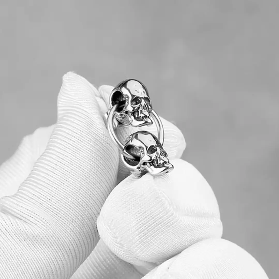 Aros Punk Rock Cráneos, Acero Inoxidable, Hombre-mujer 3