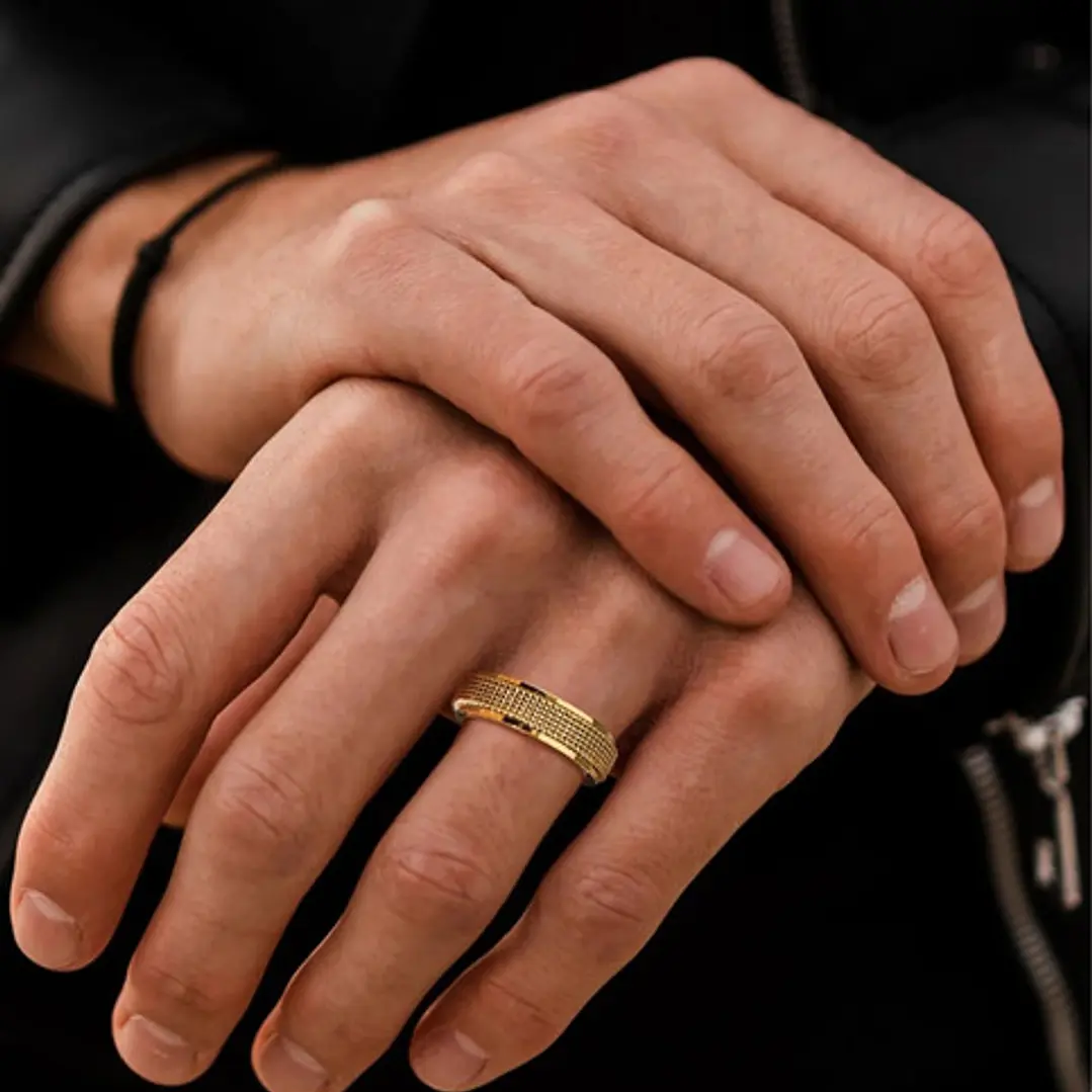 Anillo Spinner Giratorio Dublín, Acero Inoxidable, Hombre 13