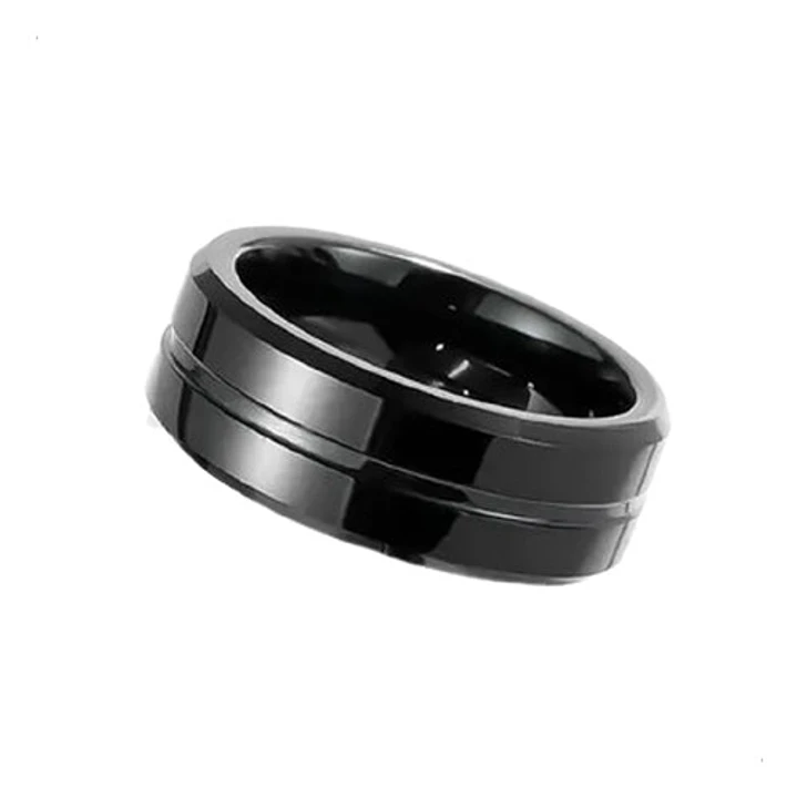 Anillo Glossy Black Lines, Acero Inoxidable, Hombre 3