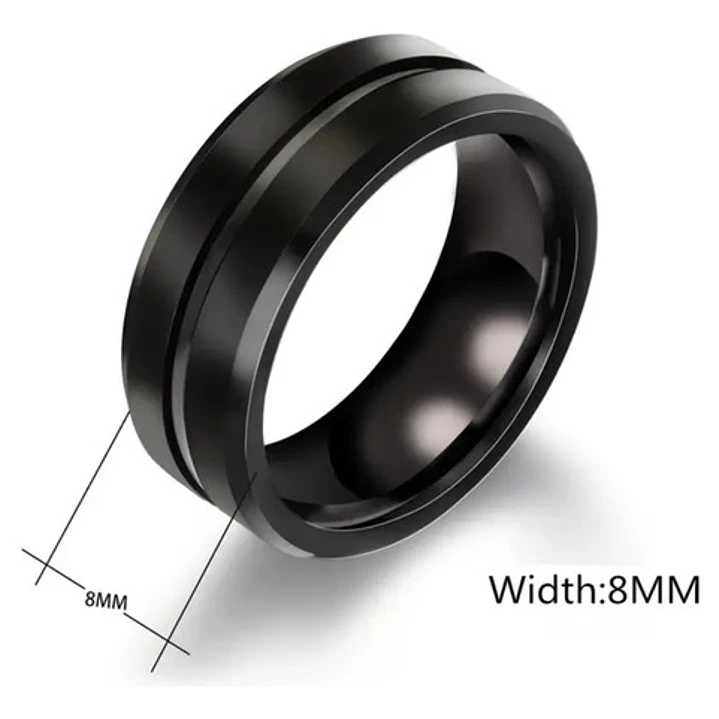 Anillo Glossy Black Lines, Acero Inoxidable, Hombre 4