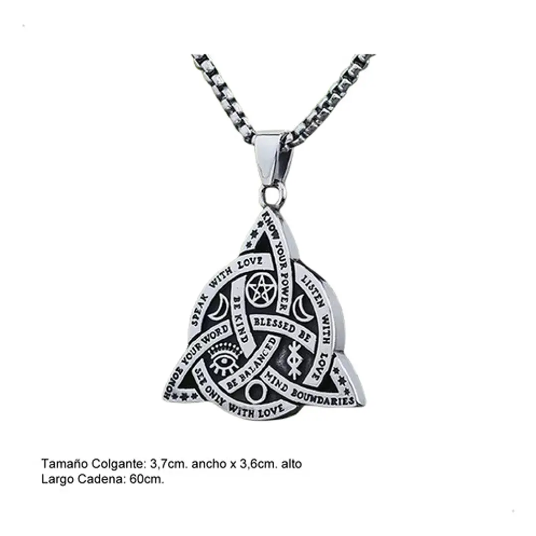 Collar Triqueta Celta Protección, Acero Inoxidable Macizo 5