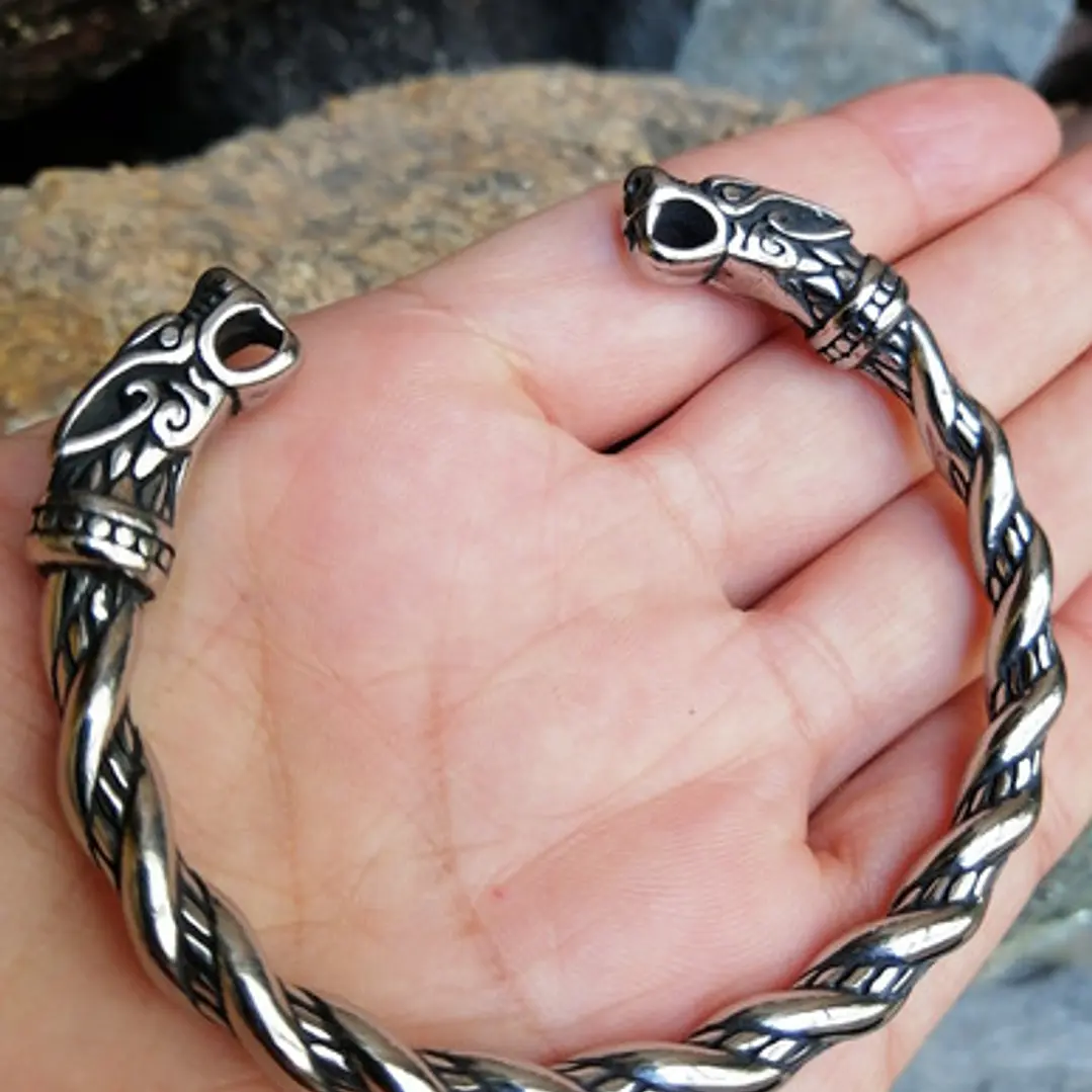 Brazalete Vikingo Ragnar Lodbrok, Acero Inoxidable, Hombre 3