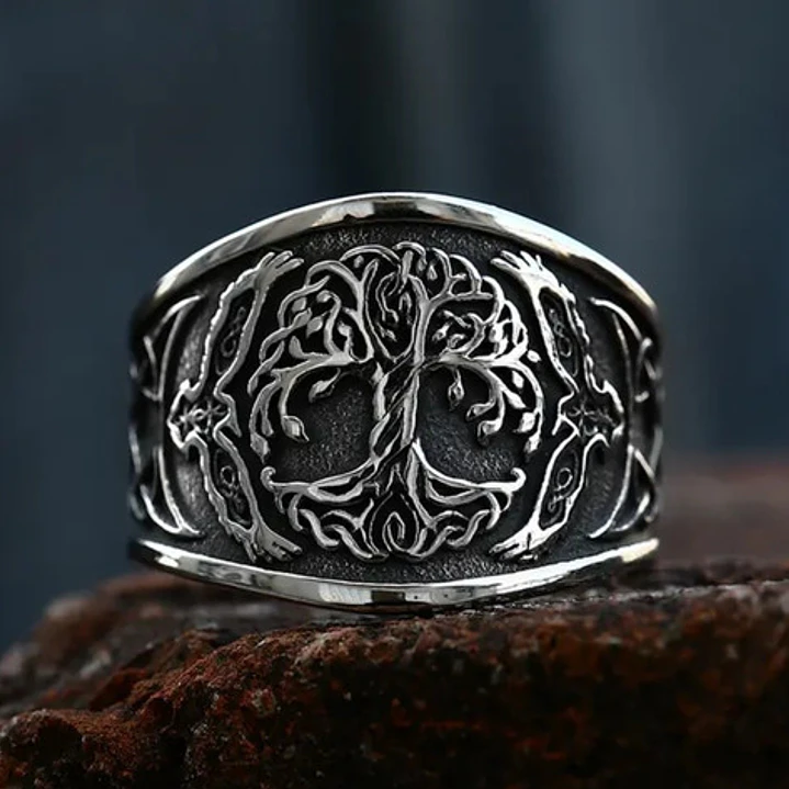Anillo Vikingo Yggdrasil, Acero Inoxidable, Unisex 2