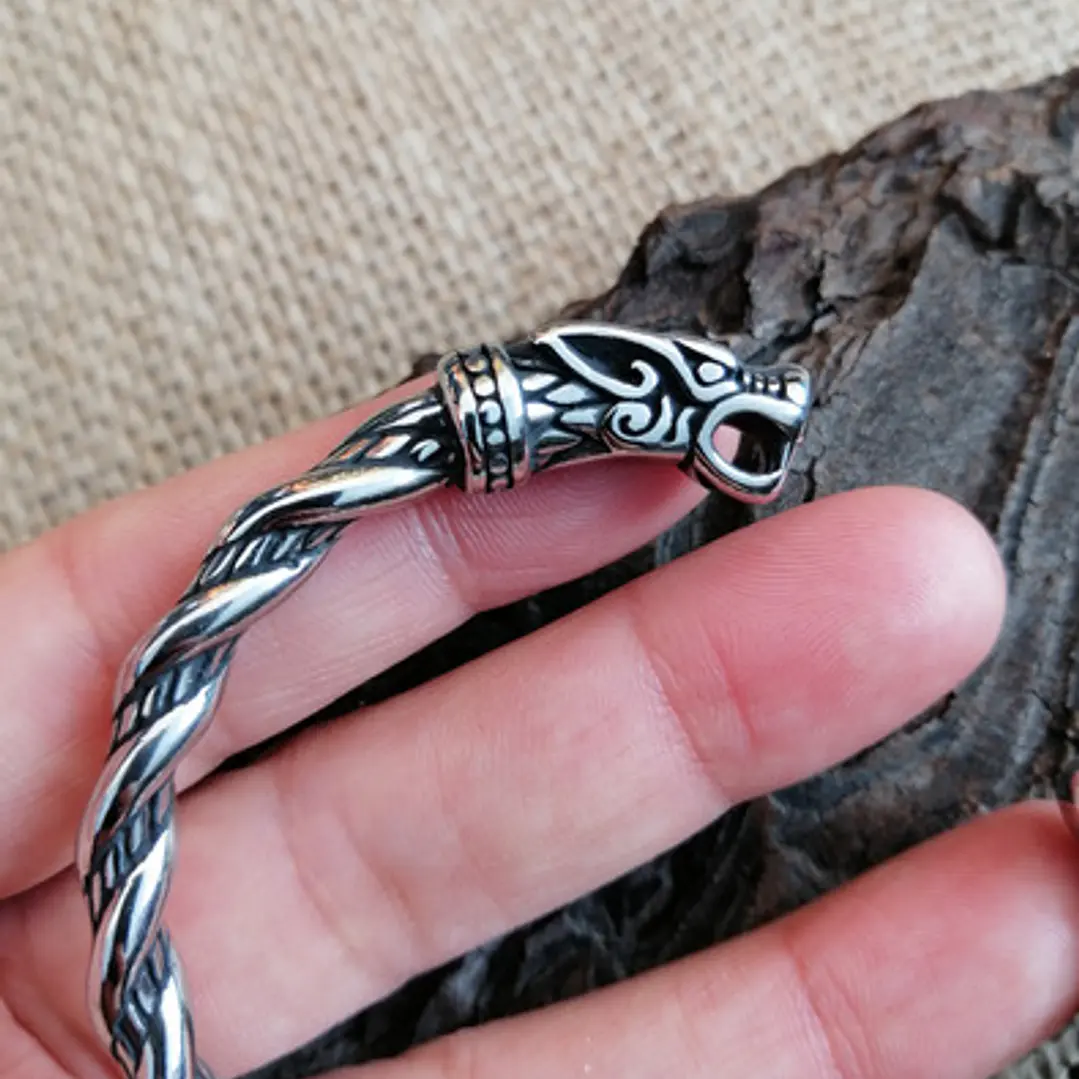 Brazalete Vikingo Ragnar Lodbrok, Acero Inoxidable, Hombre 4