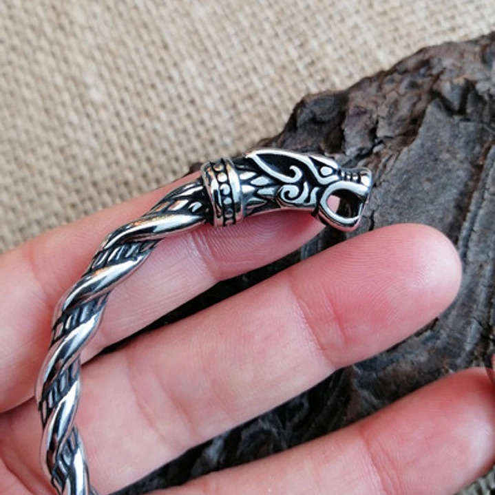 Brazalete Vikingo Ragnar Lodbrok, Acero Inoxidable, Hombre 4